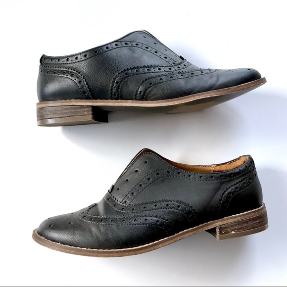 bp Shoes - BP. Black Oxford Slip On Heeled Loafers